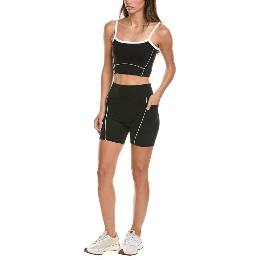 Marion Womens  2Pc 5In Athleisure Wear Crop Set, Black